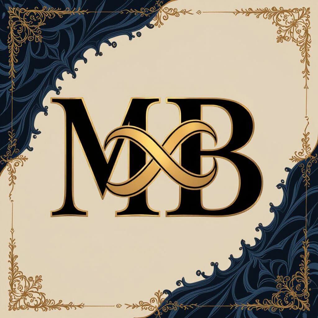 M B Infinity Logo Design in Black and Gold