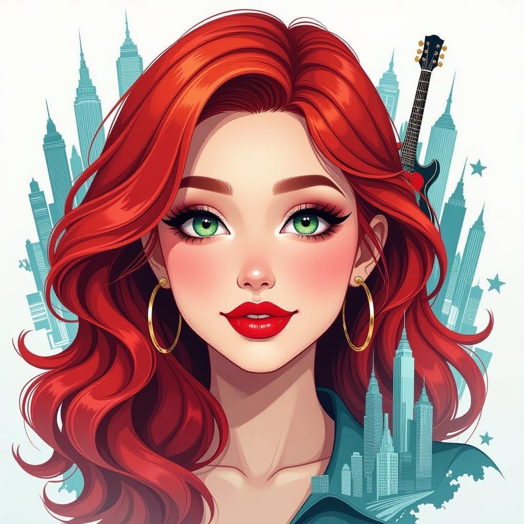 Kawaii Woman's Music Dreams in 3D Hyperrealism