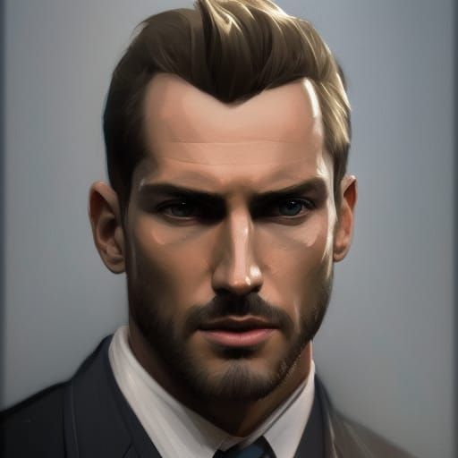 Handsome Businessman Portrait in Hyperdetailed Style