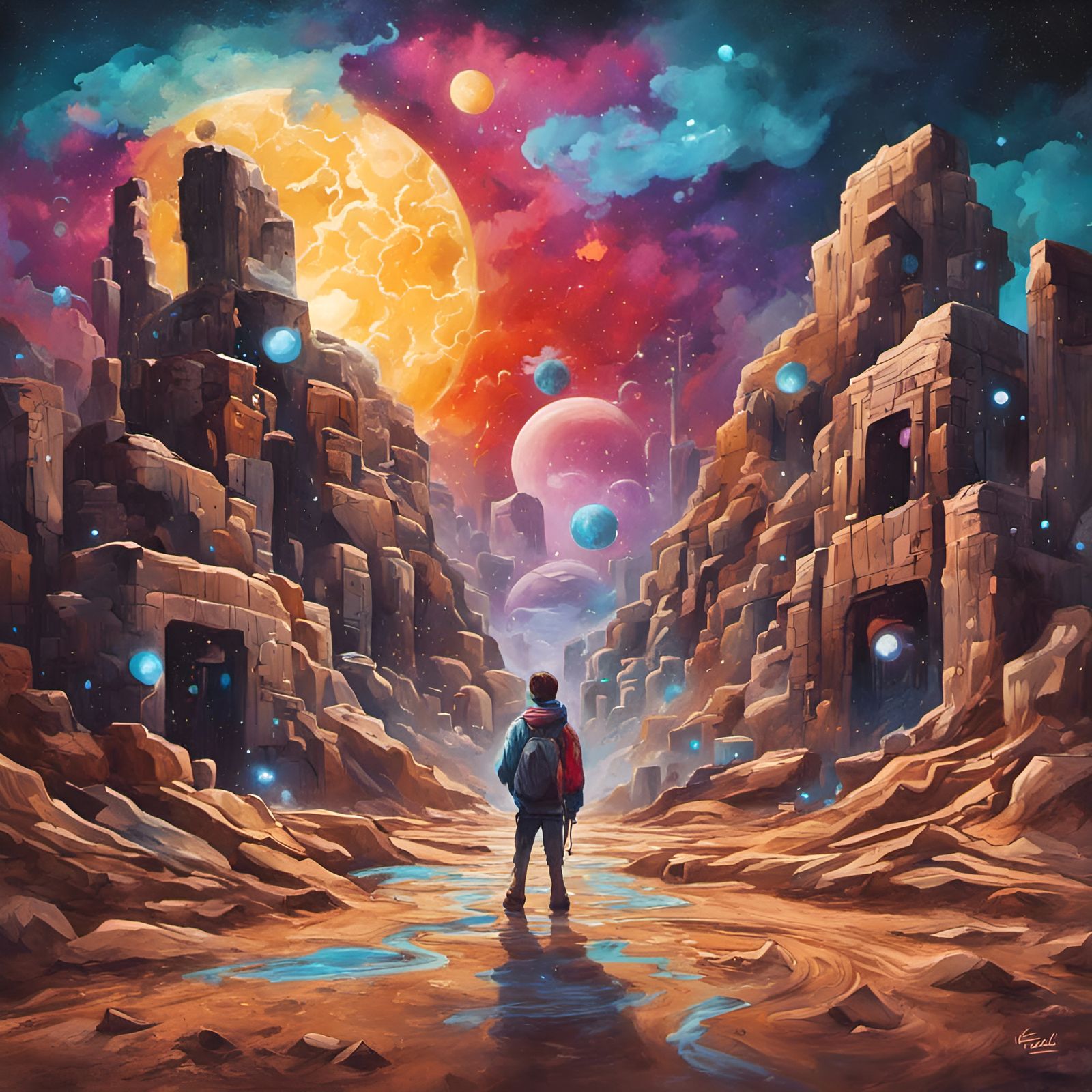 Stars align, stars align, 
Stars will fall and get you into trouble, 
Be afraid, don't be afraid, 
Speak the ancient wis...