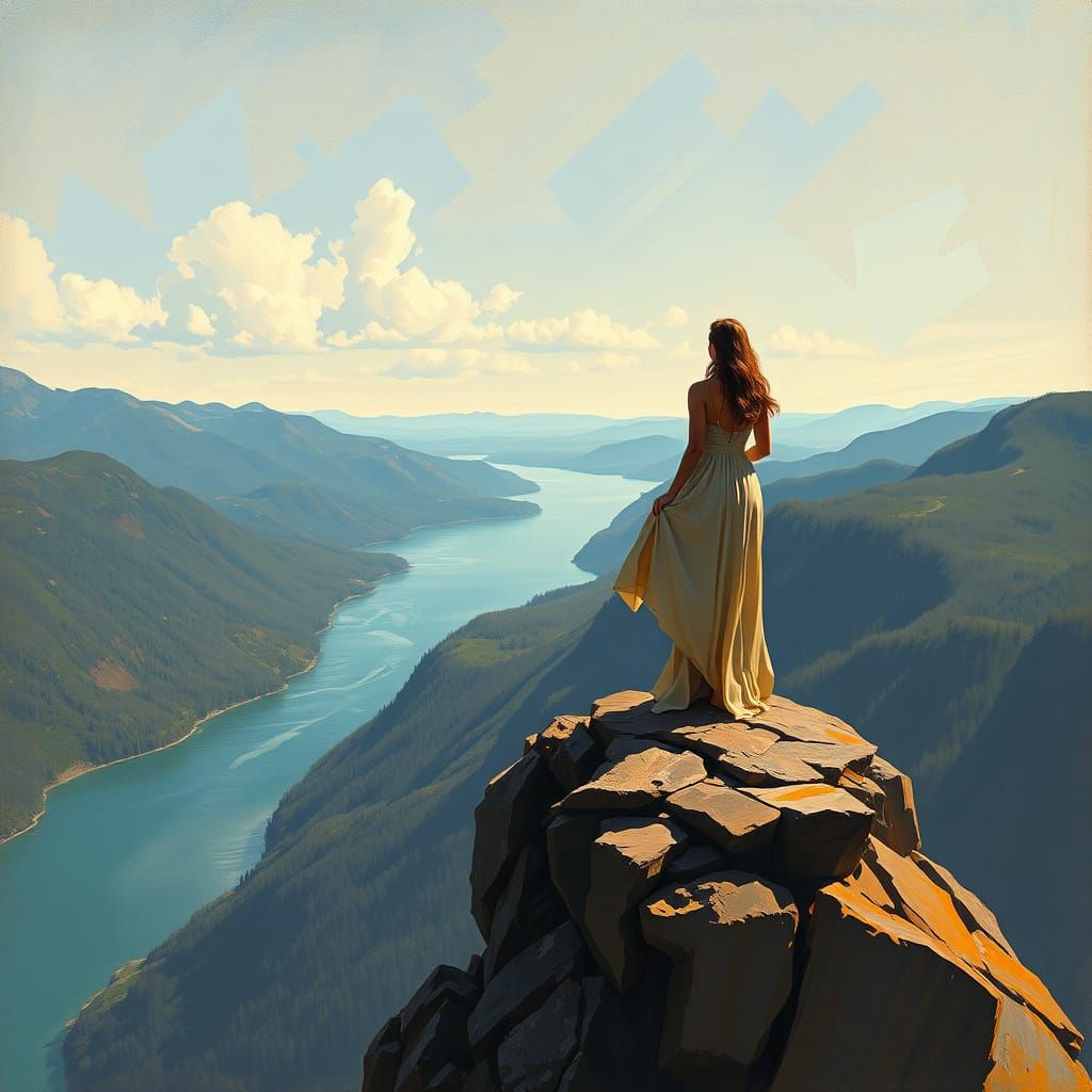 Hudson River School Inspired Fractured Poster Art