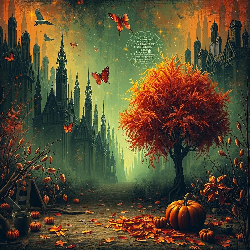 Dark Fantasy Landscape in Art Nouveau Style