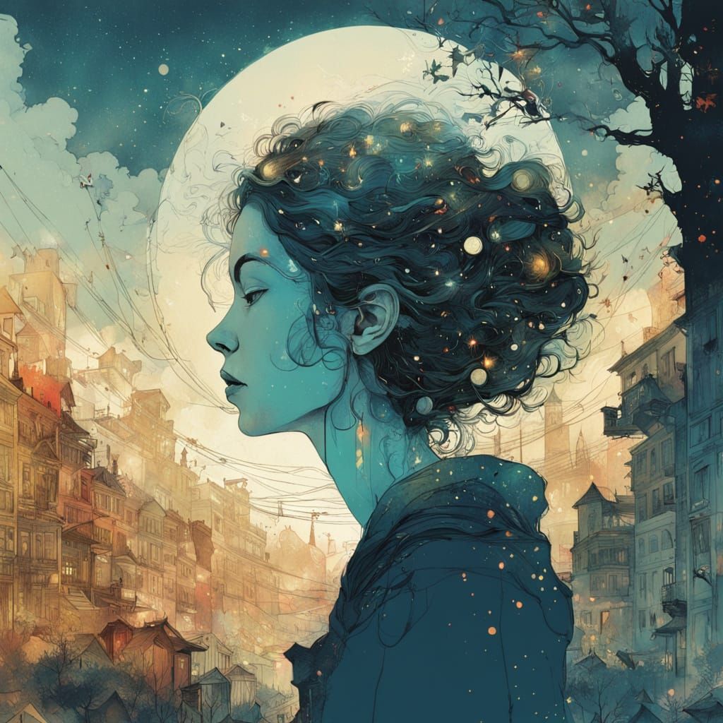 Surreal Princess Front View in Vibrant Galaxy Landscape with...