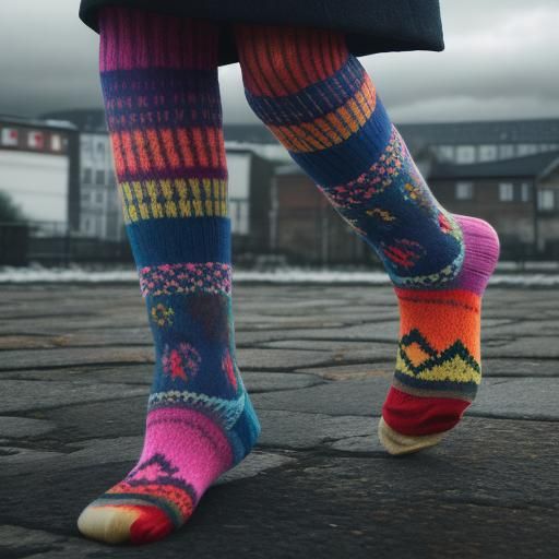 Swedish Woman in Colorful Socks, Hyperrealistic HDR