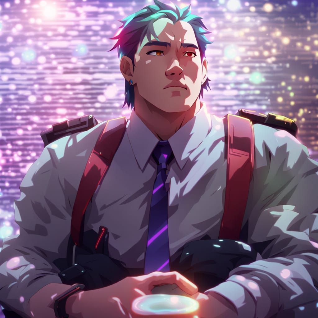 Vibrant Anime Boy in Neon City