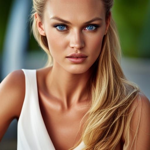 Hyperrealistic Candice Swanepoel in Summer Dress