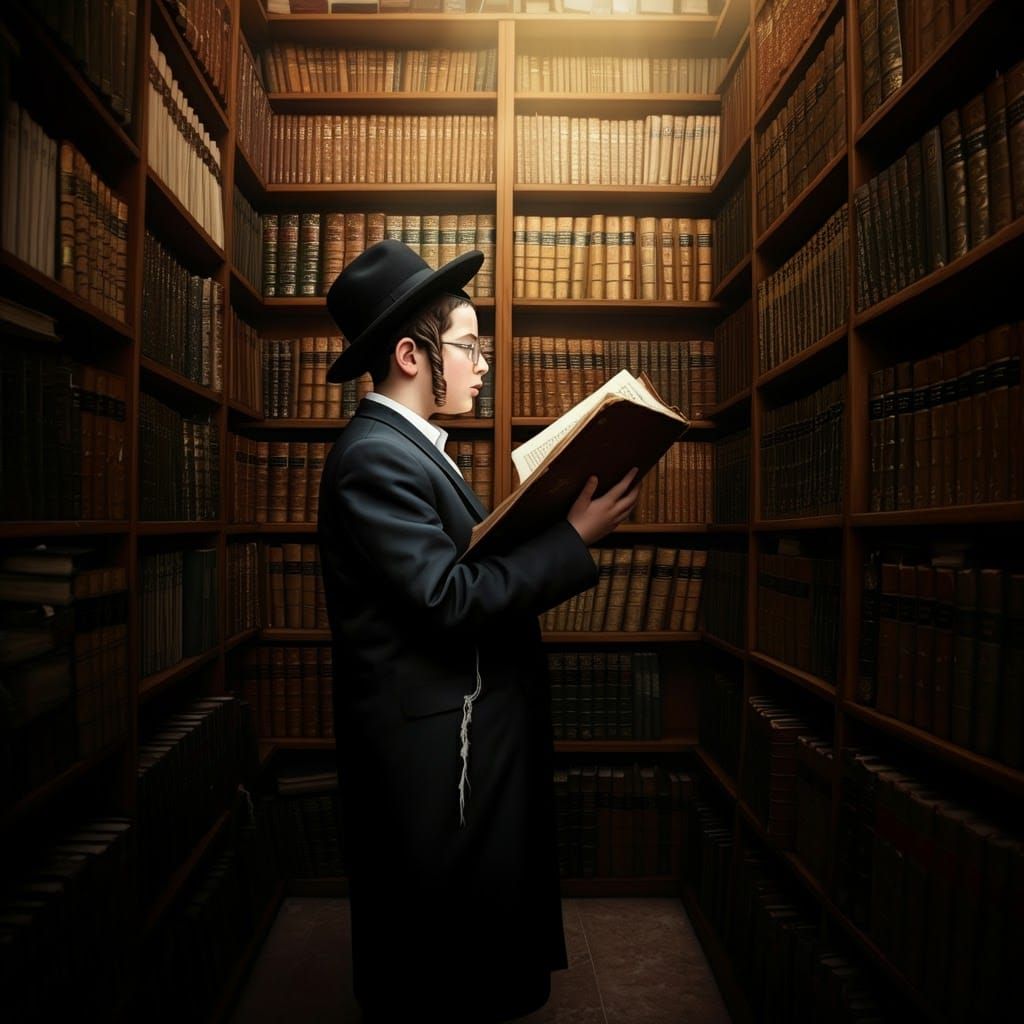 Boy Studies Torah in Rembrandt-Inspired Lighting