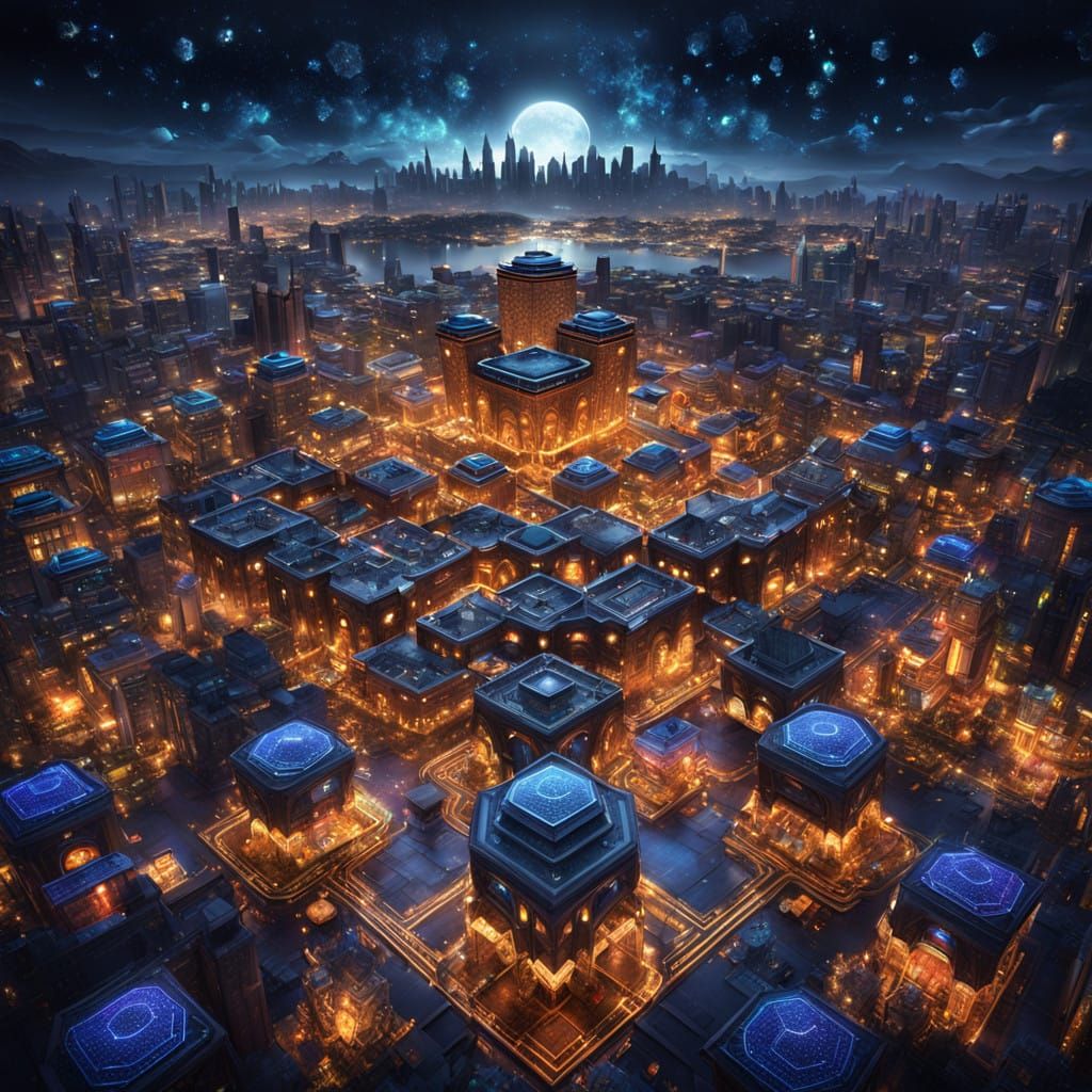 Cityscape with Honeycomb Architecture in Perfect Symmetry