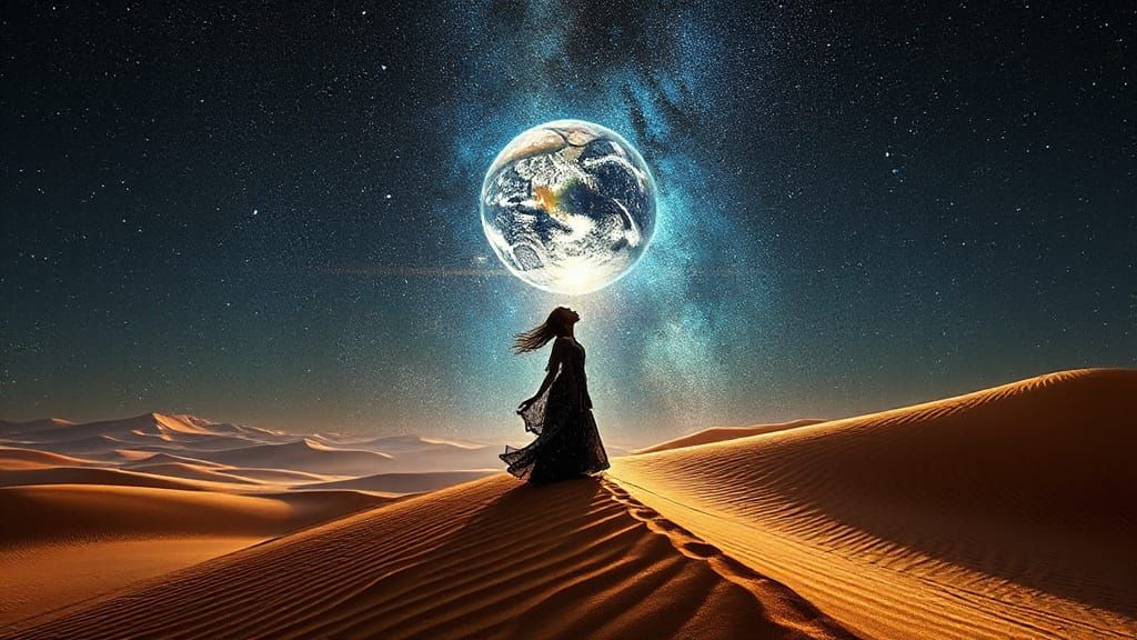 Goddess Gives Earth Kiss of Life in Nebula Sky