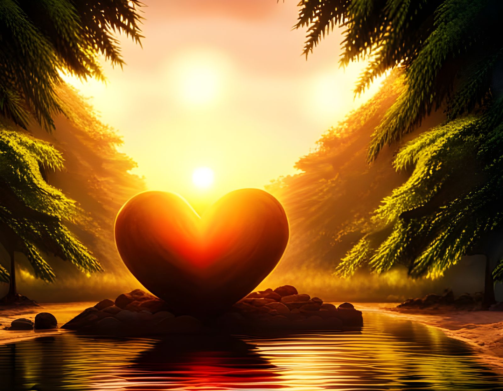 Cinematic Sunset Heartstone Portal Concept Art