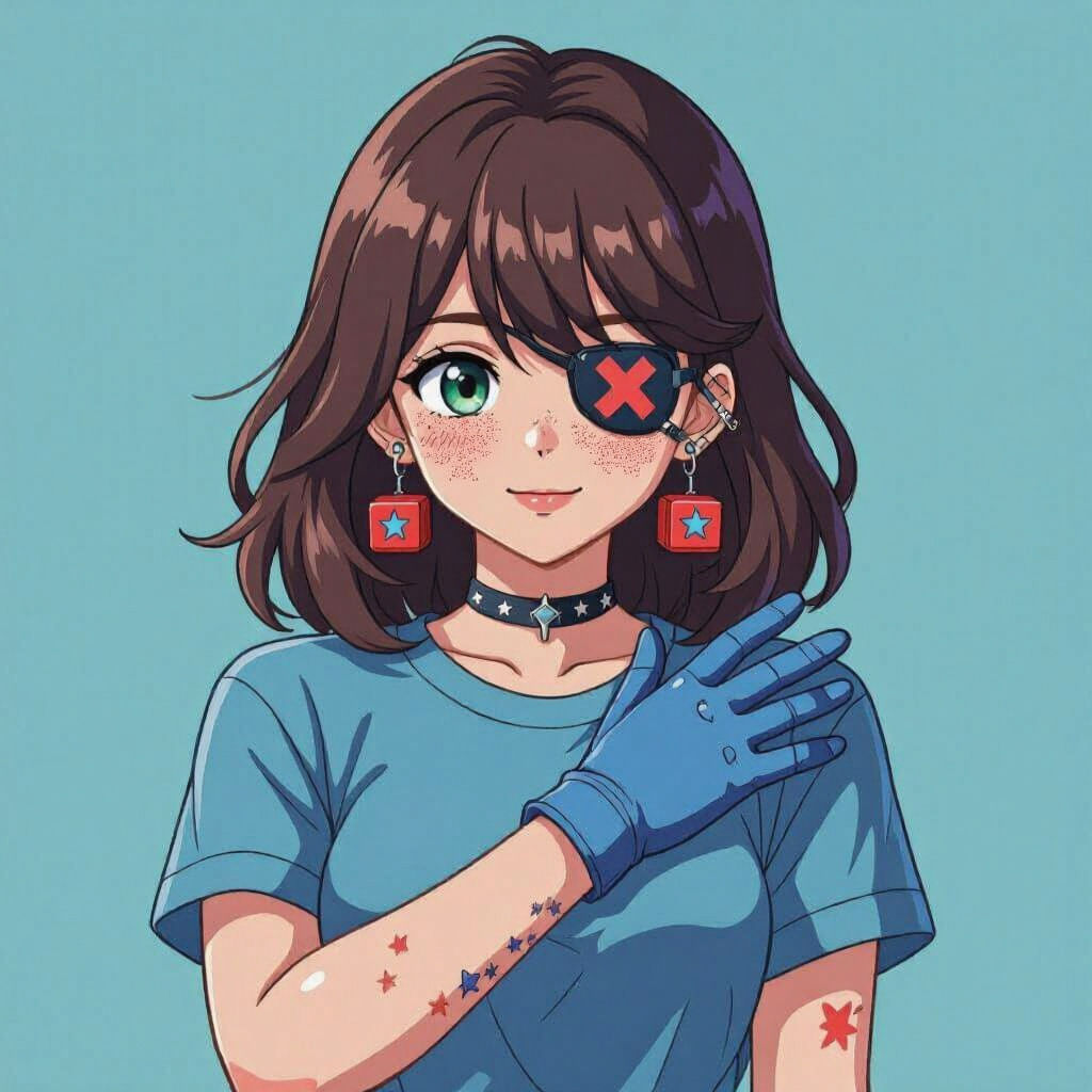 Anime Style High Schooler with Mechanical Cubes