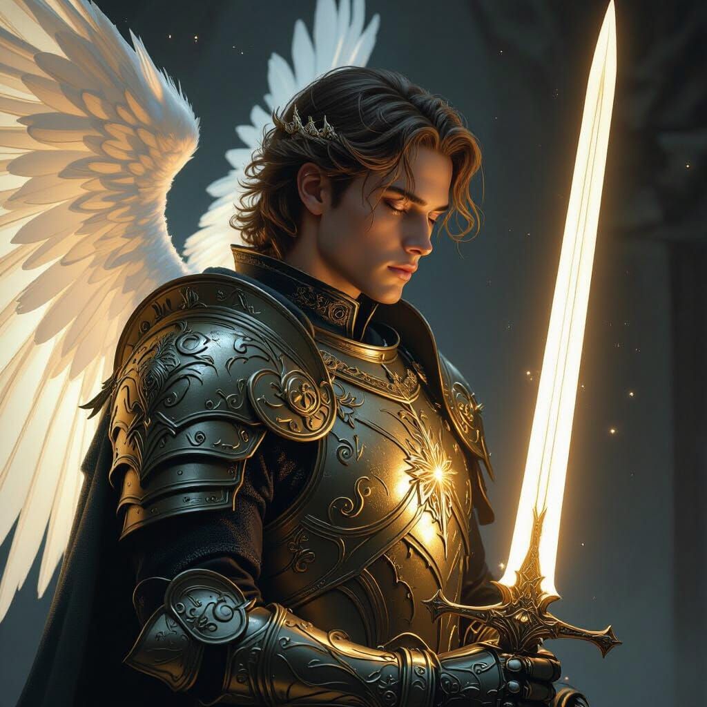 Ethereal Angel Pierced by Sword, Dark Fantasy Art