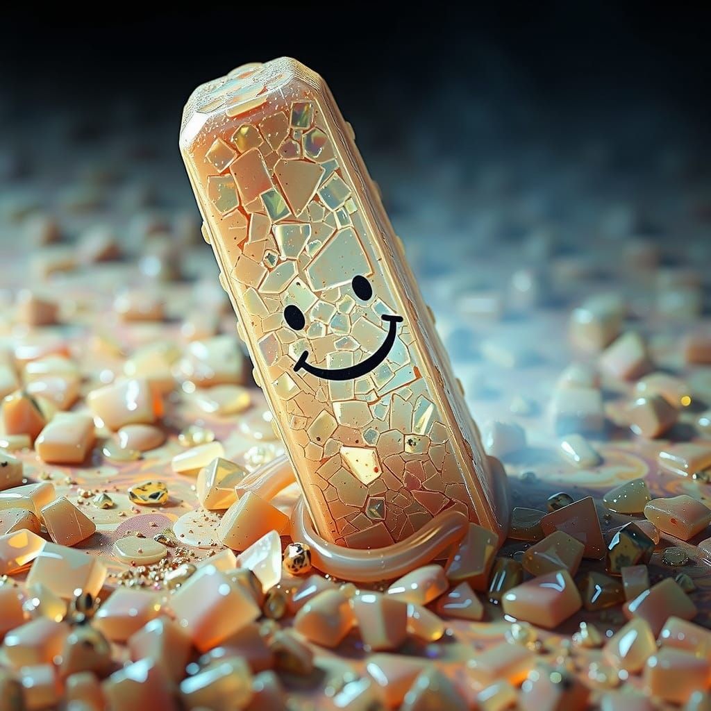 Iridescent Pyramid Diorama Dissolving in Goo