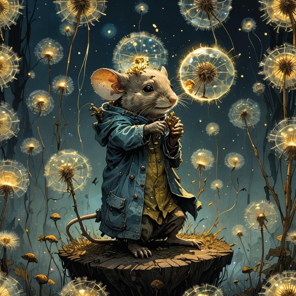Anthropomorphic Mouse in Fantasy Night, Style of Monge