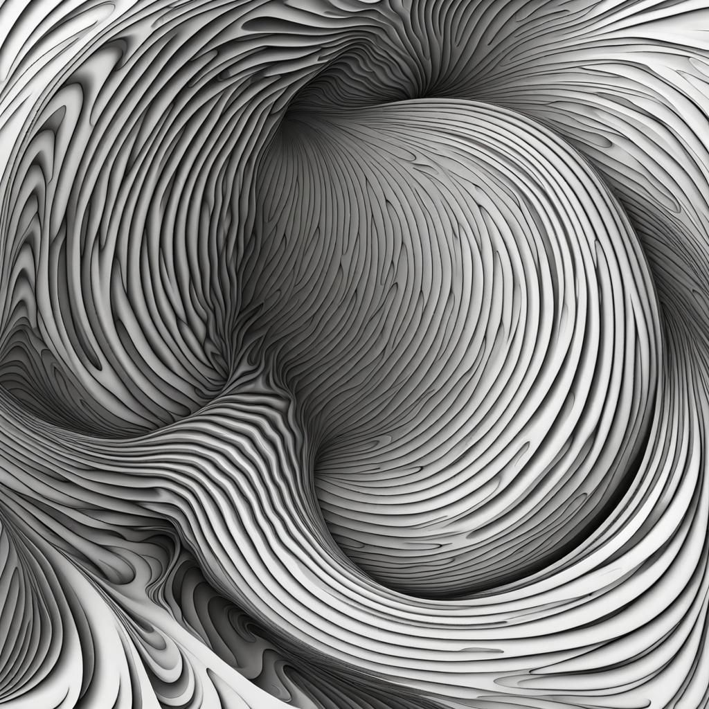 Abstract Whirlpool Fractal with Zentangle Elements