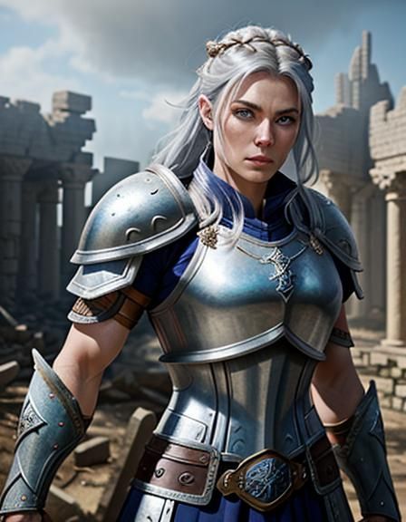 Viking Warrior Woman in Dragon Temple Ruins