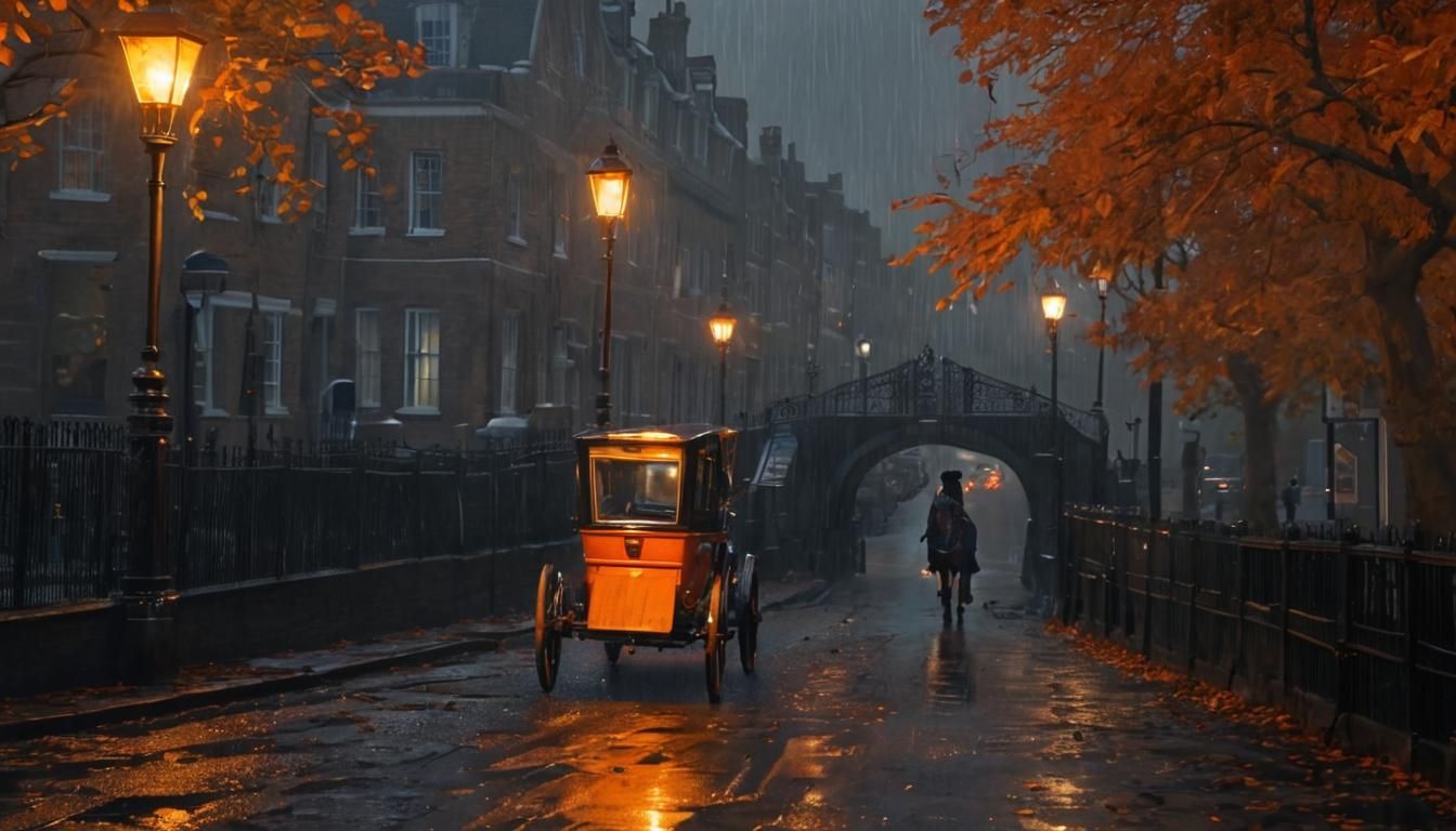 Rainy Victorian London in Autumn