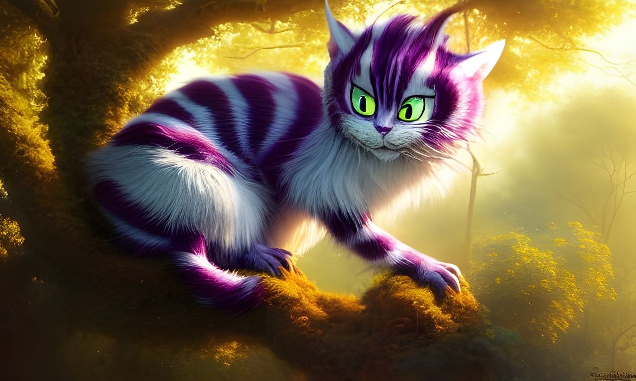 Colorful Cheshire Cat in Detailed Oil Painting Style