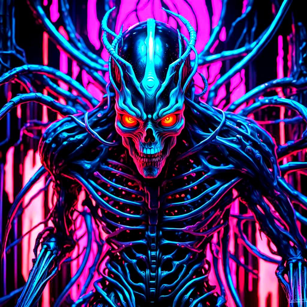 Nightmarish Biomechanical Hellscape in Giger Style