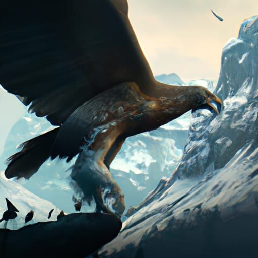 Giant Eagle Seizing Prey: Detailed Matte Painting