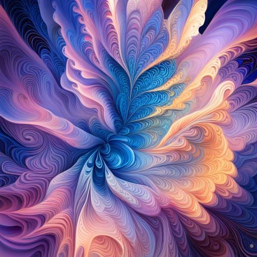 Fractal Ice Vase with Blue Flowers: Winter Wonderland