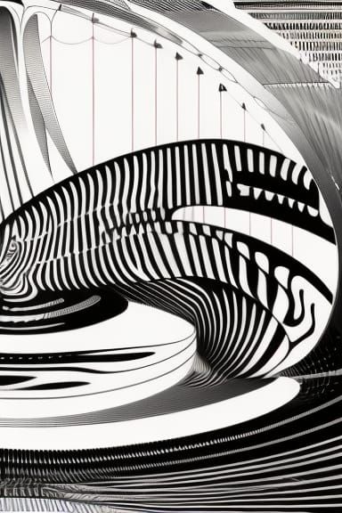 Abstract Time Flow Graphic Score in Black and White