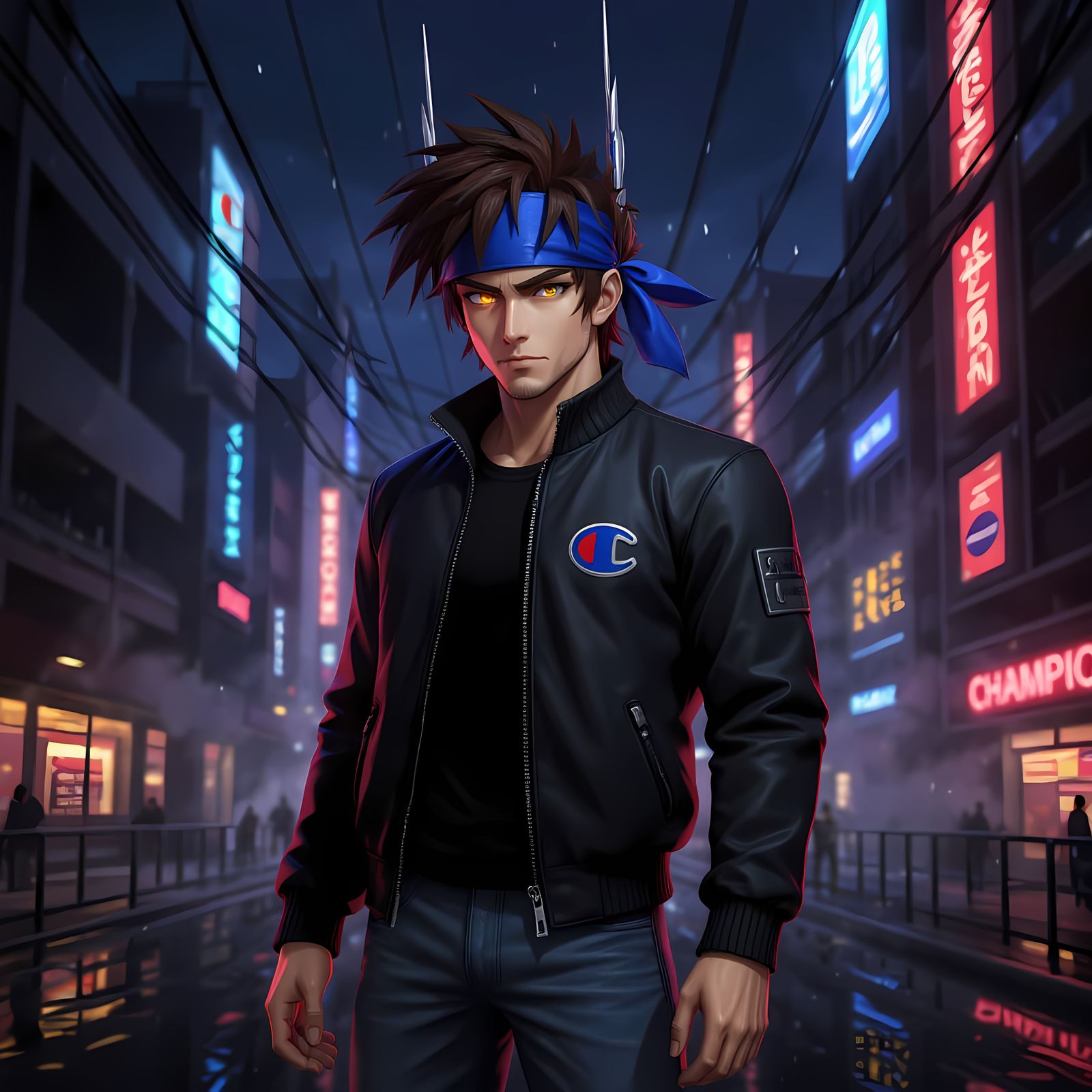 Anime Character in a Cyberpunk Neo-Shibuya Scene