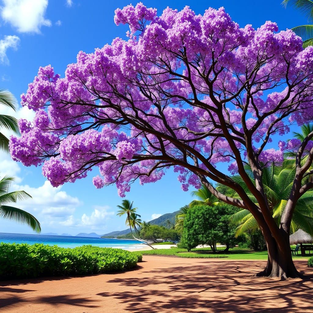 Vibrant Hawaii Jacaranda Landscape