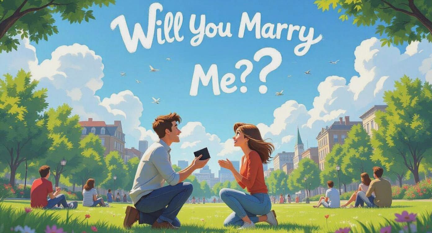 3D Render of Marriage Proposal with Skywriting