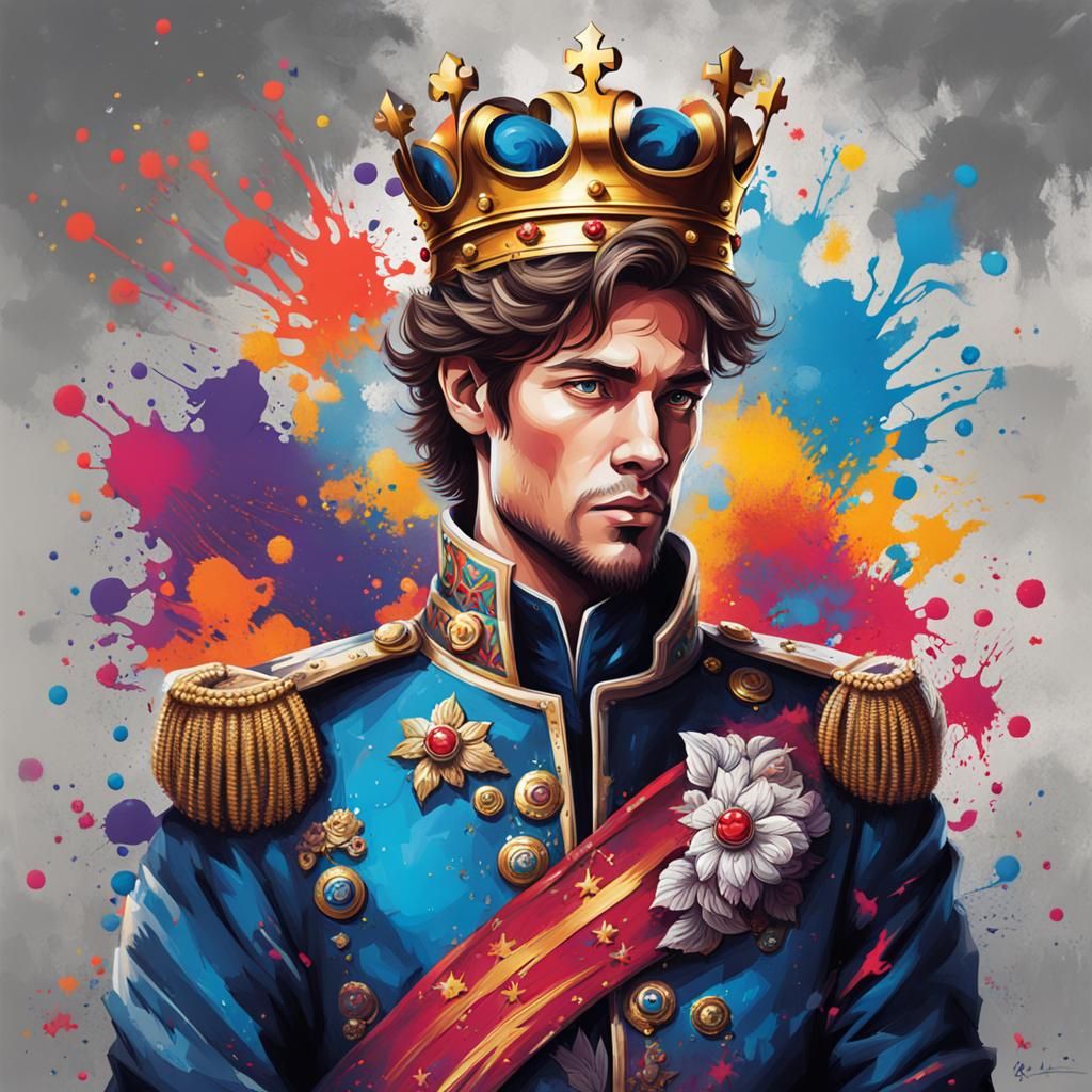 Handsome Prince in Royal European Graffiti Art