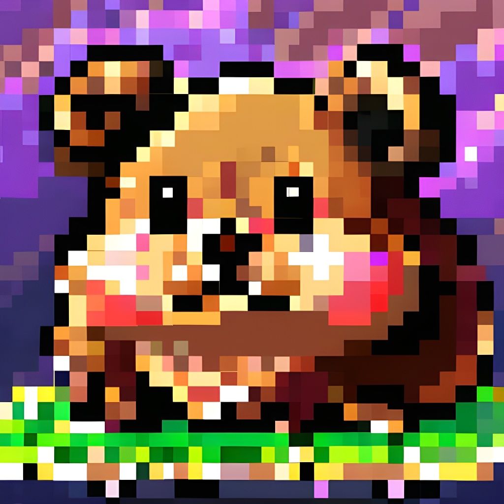 Cute Fluffy Creature in 8-bit Pixel Art