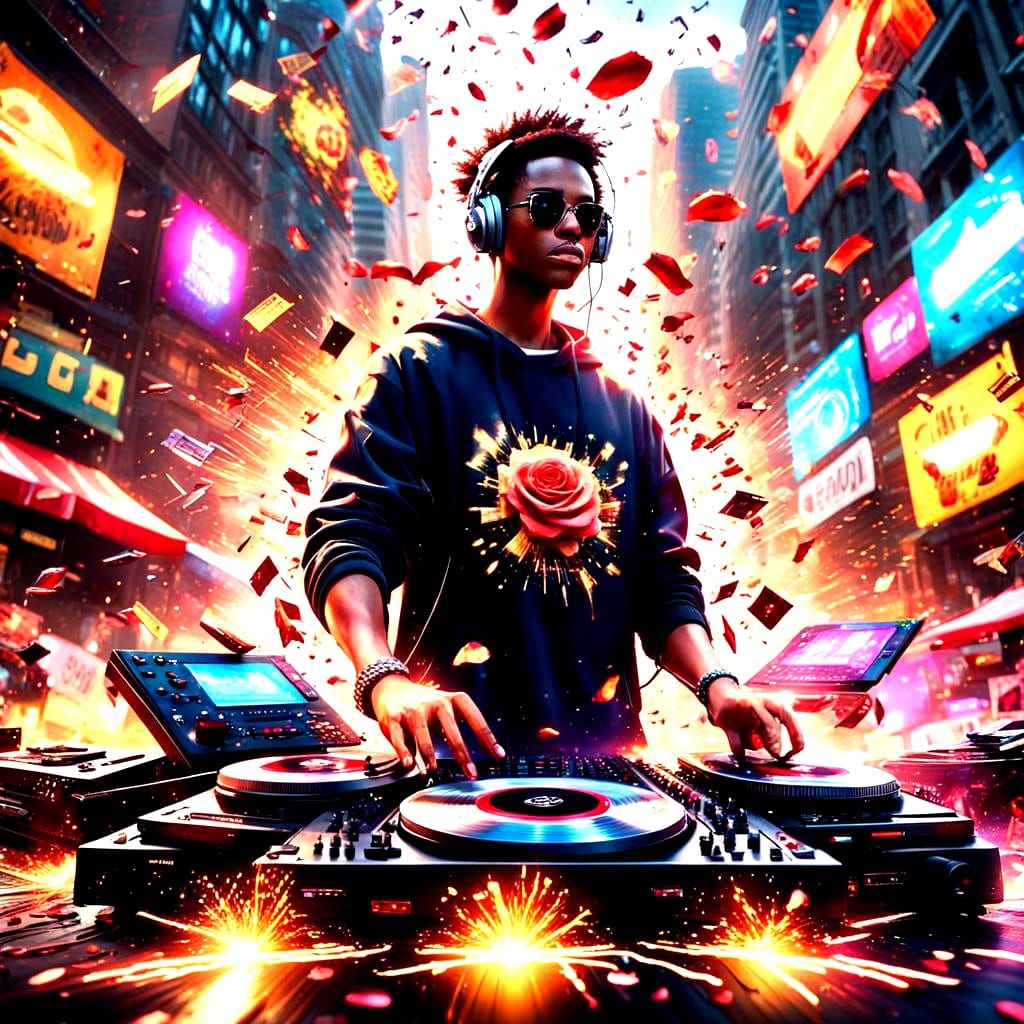 Colorful DJ Car Music Design with Lighting Effects