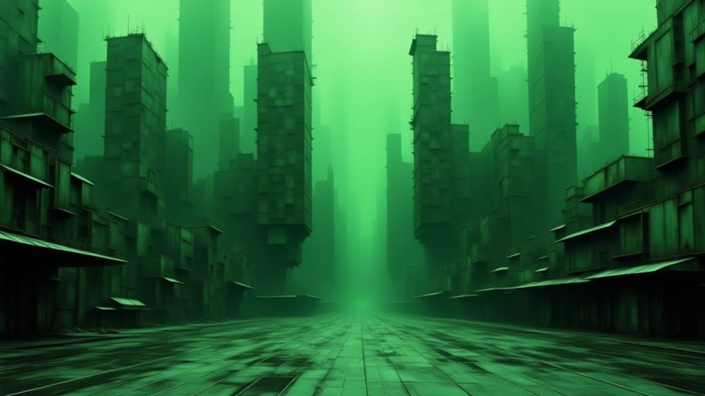 Unsettling Cityscape in Dark Fantasy Style