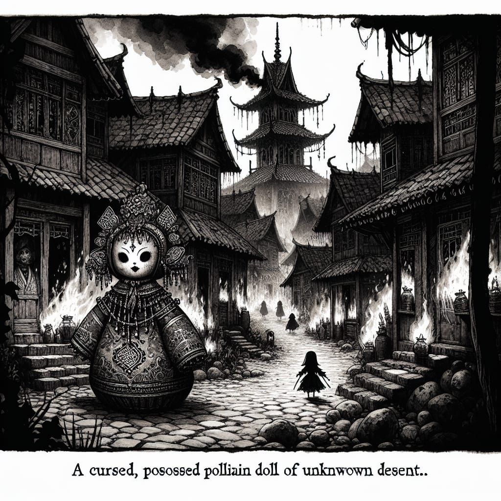 Cursed Matryoshka Doll in Burning Village