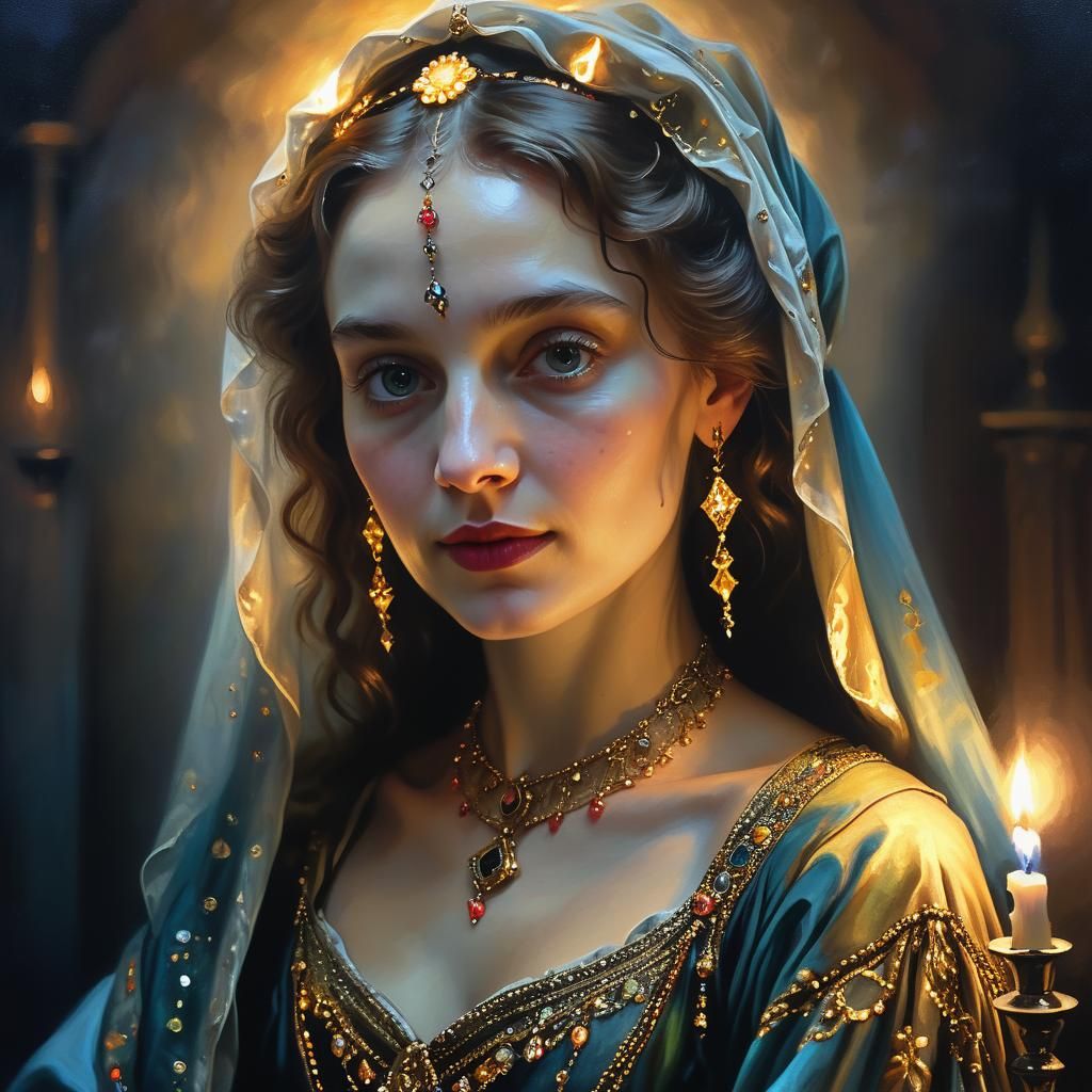 Mystical Fortune Teller Portrait in Renaissance Style