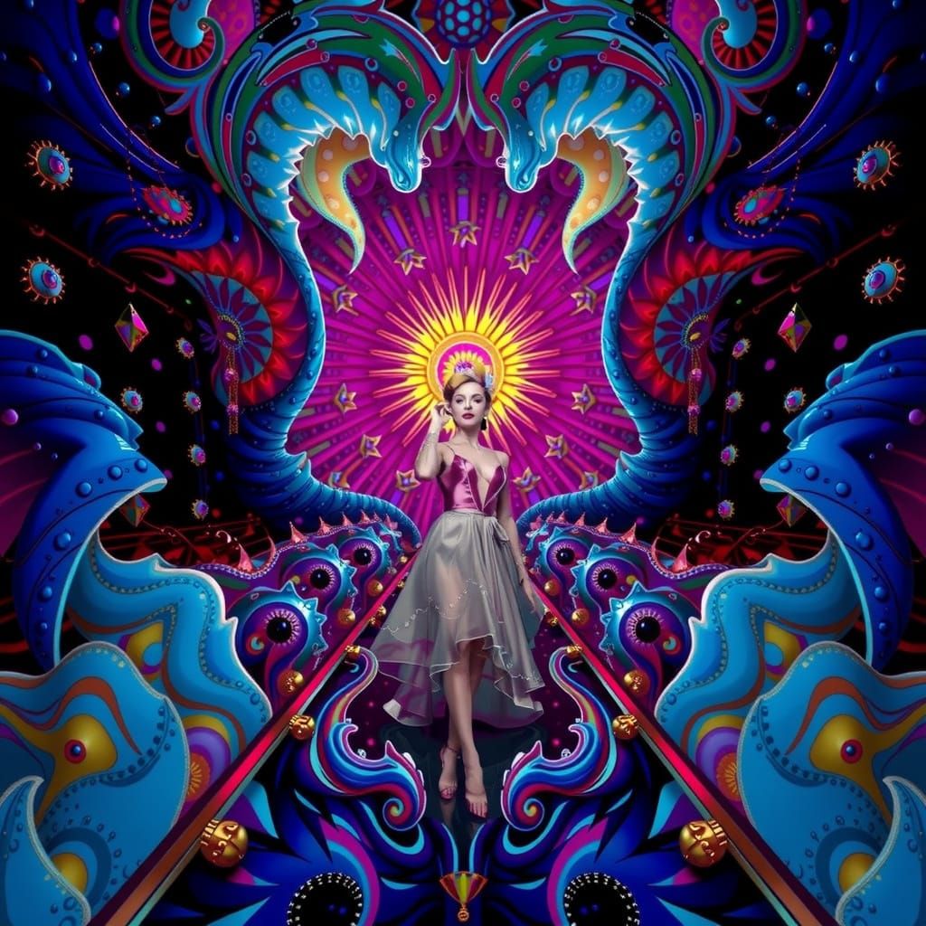 Elegant Woman in Luxurious Surreal Psychedelic 8K