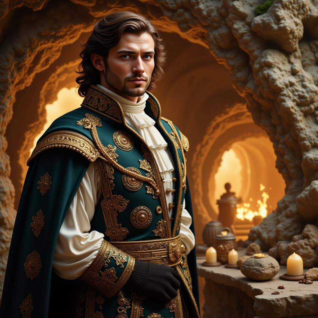 Peter the Great in Crystal Cave: Photorealistic Art