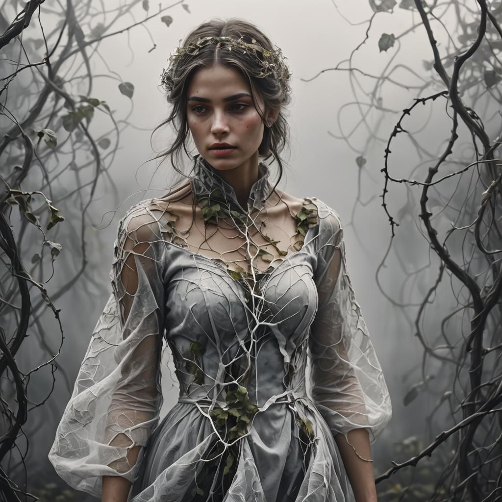 Foggy Impressionist Portrait with Earth Element