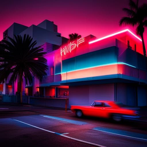 Retro Miami Neon Art Deco Night