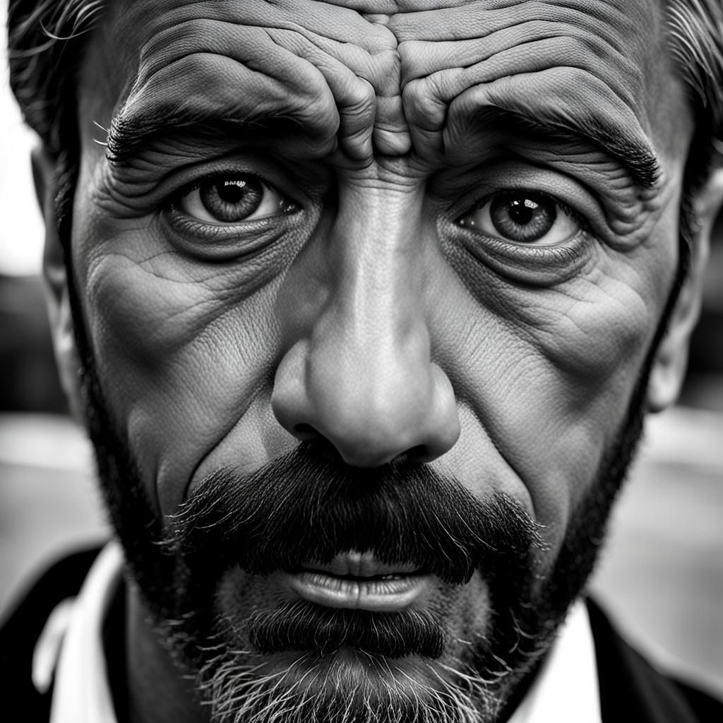 Portrait of Tired Man with Cigarette, Ambient Light