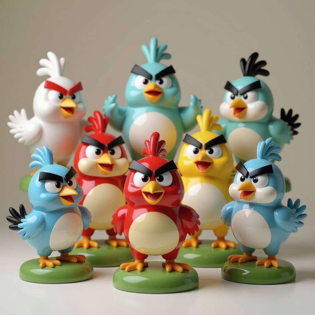 Detailed Porcelain Angry Birds Statues in HD
