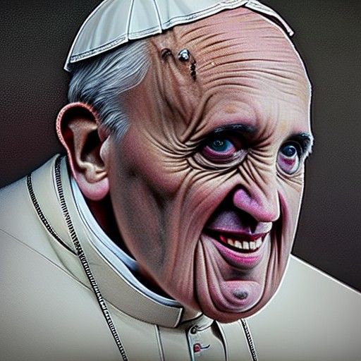 Scary, Hyperrealistic Portrait of an Evil Pope