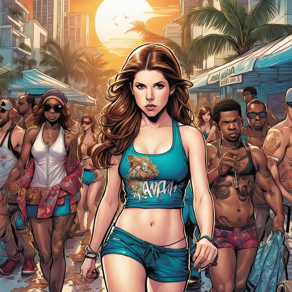 Anna Kendrick in Hip Hop Fashion on Miami Beach