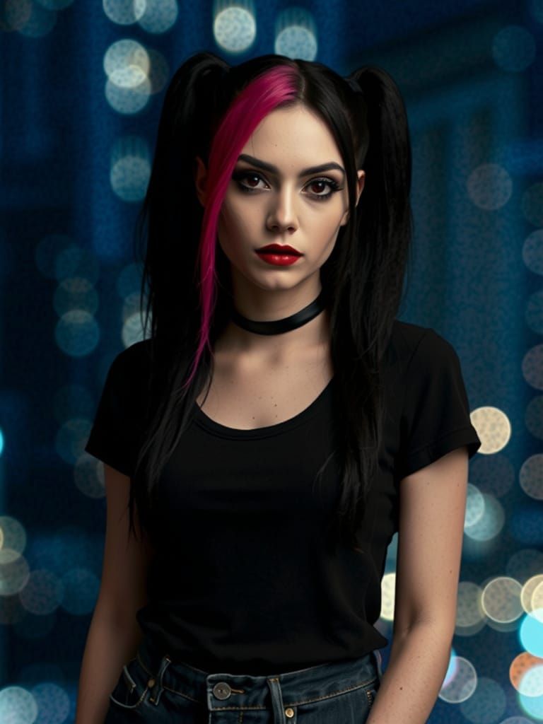 Gothic Woman Portrait in New York City Night