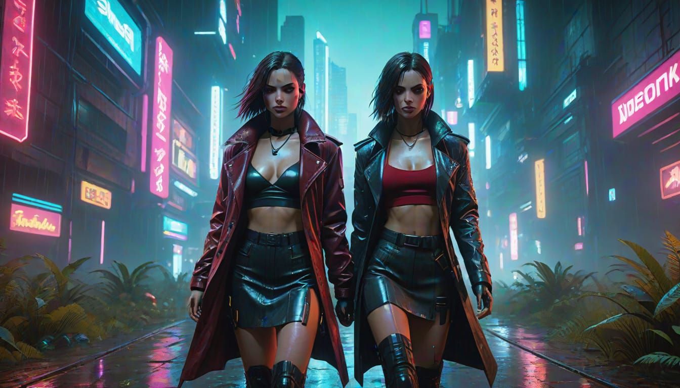 Gritty Cyberpunk Huntress in Dark Velvet and Leather