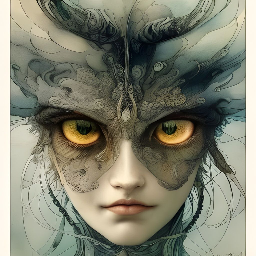 Expressive Owl Portrait in Watercolor Style