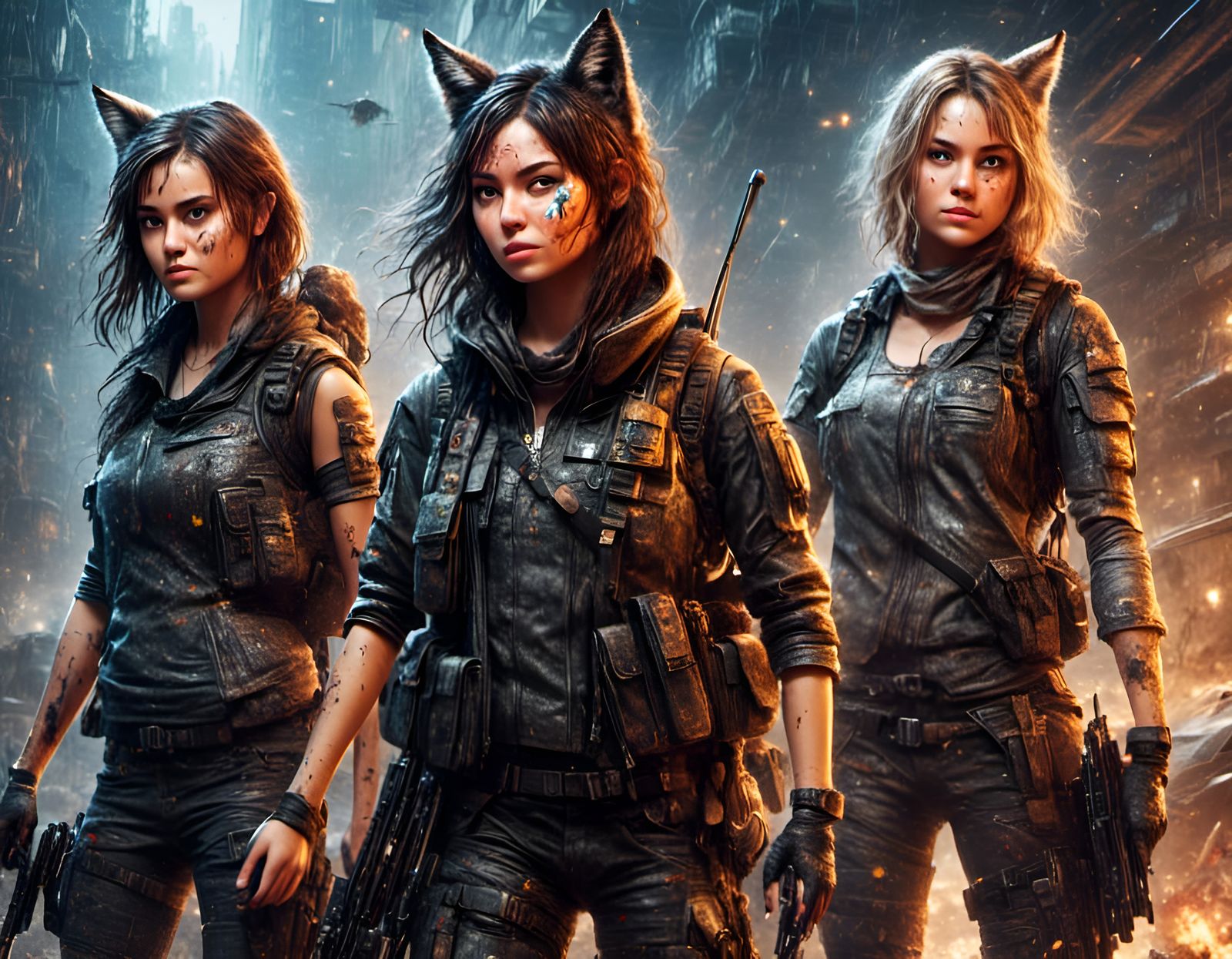 Cartoon Lynx Girls in Graffiti Adventure