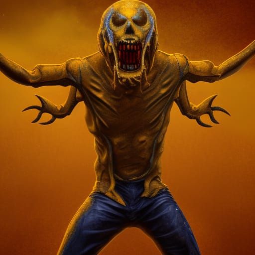 Golden Creature in Scream Pose: Fantasy Art
