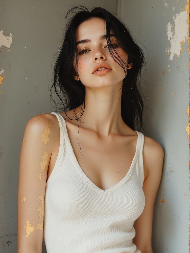 Detailed Portrait of a Young Woman in Studio