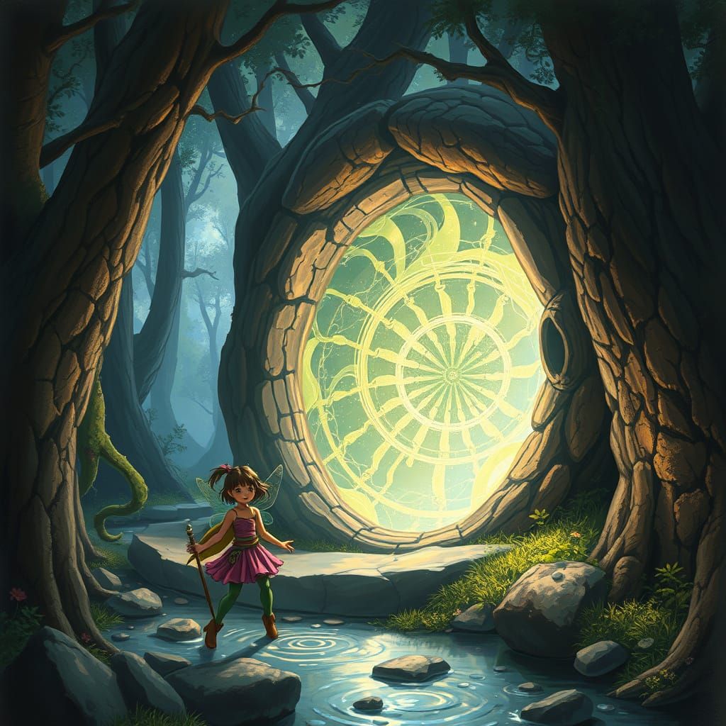 Fairy Adventurer Finds Portal in Enchanted Forest
